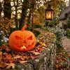 Pomarańczowa dynia halloweenowa z druku 3D o wysokości 24 cm, z wyciętą twarzą i podświetleniem od środka