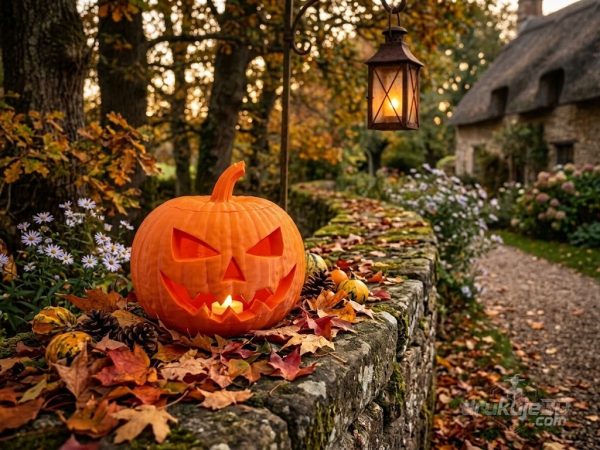 Pomarańczowa dynia halloweenowa z druku 3D o wysokości 24 cm, z wyciętą twarzą i podświetleniem od środka