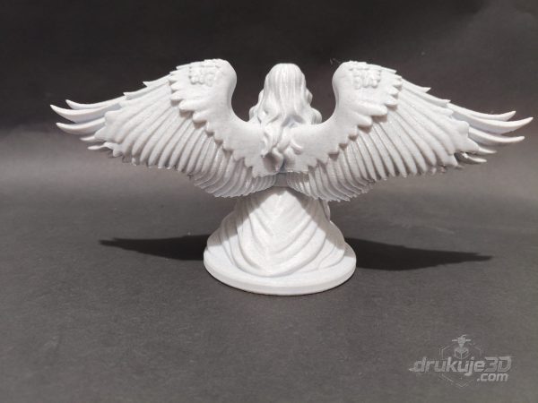 Figurka anioła na grób z druku 3D w kolorze marmuru, klęcząca postać z szeroko rozpostartymi skrzydłami o rozpiętości 22 cm Figurka anioła na grób z druku 3D w kolorze marmuru, klęcząca postać z szeroko rozpostartymi skrzydłami o rozpiętości 22 cm