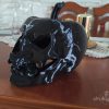 Czarna dynia czaszka z druku 3D o szerokości 24 cm – bryła dyni przechodząca z przodu w ludzką czaszkę