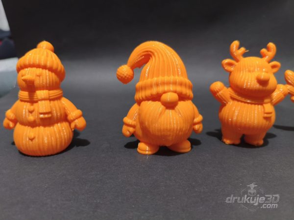Komplet pięciu figurek świątecznych z druku 3D po 8 cm: Mikołaj, bałwan, renifer, aniołek i skrzat