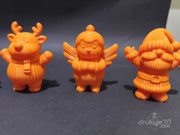 Komplet pięciu figurek świątecznych z druku 3D po 8 cm: Mikołaj, bałwan, renifer, aniołek i skrzat